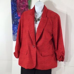 Chico’s red ruched sleeve blazer M/8